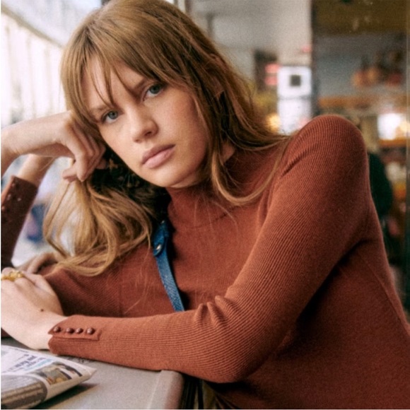 NWOT Sézane Simon Jumper Sweater in Size Medium Caramel - Picture 4 of 14